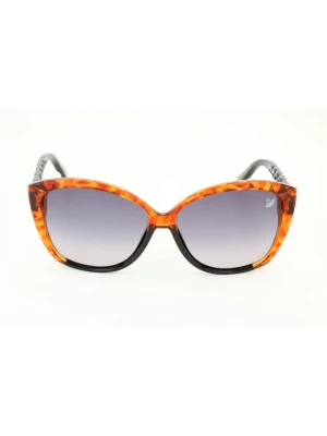 Swarovski Damskie okulary przeciwsłoneczne w kolorze czarno-jasnobrązowo-niebieskim rozmiar: 60