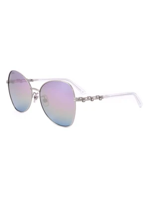 Swarovski Damskie okulary przeciwsłoneczne w kolorze srebrnym ze wzorem rozmiar: 60