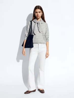 Sweter 100% bawełna w paski z peleryną średni szary - Teen - - MANGO TEEN