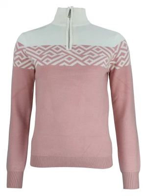 Peak Mountain Sweter "Akar" w kolorze jasnoróżowo-białym rozmiar: L