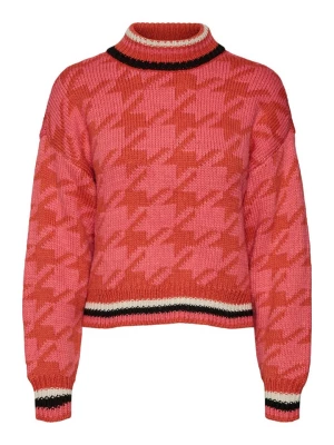 Vero Moda Sweter "Alecia" w kolorze czerwono-różowym ze wzorem rozmiar: XL
