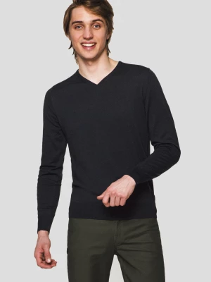 Sweter Antracytowy Bawełniany w Serek Robin Lancerto