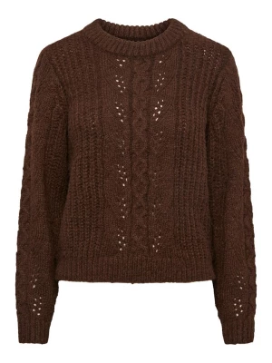 Pieces Sweter "Assandra" w kolorze ciemnobrązowym rozmiar: L