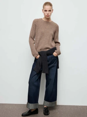 Sweter ażurowa dzianina brązowy - Kobieta - - MANGO