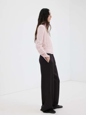 Sweter aÅ¼urowa dzianina jasny/pastelowa purpura - Kobieta - - MANGO