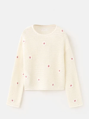 Sweter ażurowa dzianina kremowy / écru - Dzieci - lata - MANGO KIDS