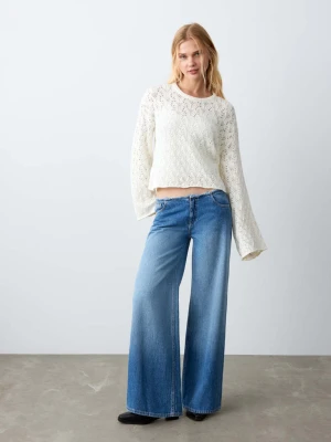 Sweter ażurowa dzianina złamana biel - Teen - - MANGO TEEN