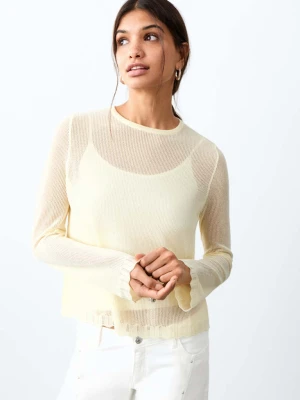 Sweter ażurowa dzianina żółty - Teen - - MANGO TEEN