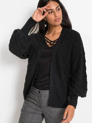 Sweter ażurowy bez zapięcia bonprix