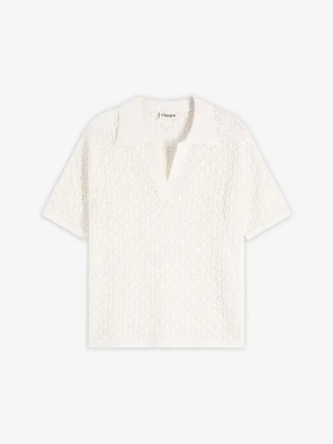 Sweter ażurowy BonPrix biały