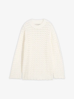 Sweter ażurowy BonPrix biały