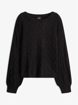Sweter ażurowy BonPrix czarny