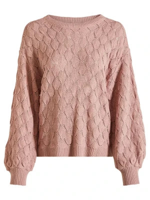 Sweter ażurowy BonPrix różowy
