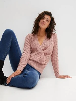 Sweter ażurowy w optyce kopertowego bonprix