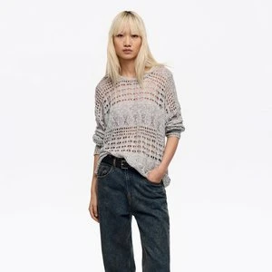 Sweter ażurowy wzór lureks srebrny BIMBA Y LOLA