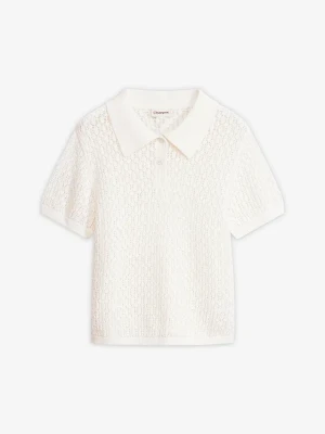 Sweter ażurowy z czystej bawełny BonPrix biały