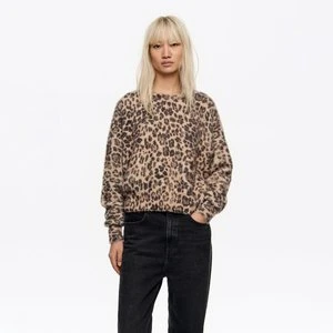 Sweter balloon sztuczne futerko Leopard beżowy BIMBA Y LOLA