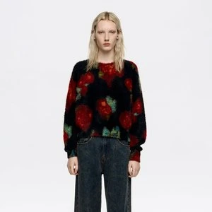 Sweter balloon sztuczne futerko Ribbon Roses czarny BIMBA Y LOLA