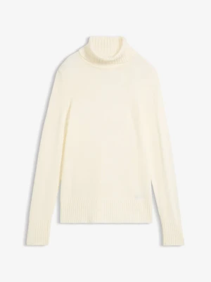 Sweter basic z golfem BonPrix biały