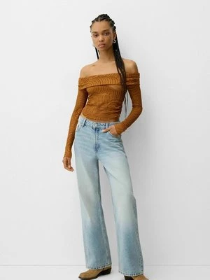 Sweter Bershka jasny brąz