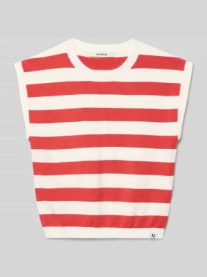 Sweter bez rękawów o kroju regular fit w dzianinowym wyglądzie z naszywką z logo Garcia