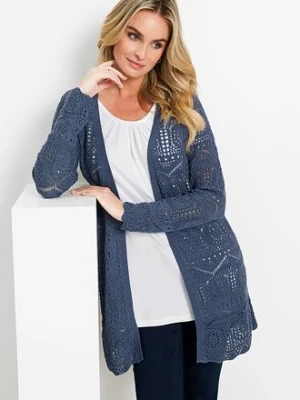Sweter bez zapięcia ażurowy bonprix