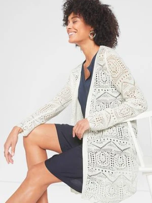 Sweter bez zapięcia ażurowy bonprix