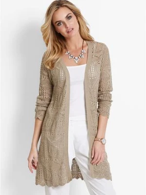 Sweter bez zapięcia ażurowy bonprix