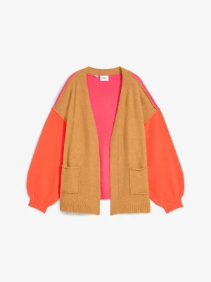 Sweter bez zapięcia oversize color-blocking BonPrix