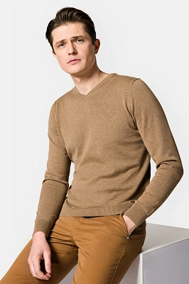Sweter Beżowy Bawełniany w Serek Harrison Lancerto
