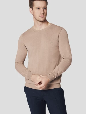 Sweter Beżowy z Bawełną Gładki Morey Lancerto