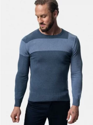 sweter boel z okrągłym dekoltem niebieska Recman