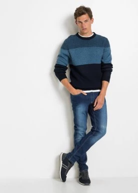 Sweter z okrągłym dekoltem, w stylu colour-blocking bonprix