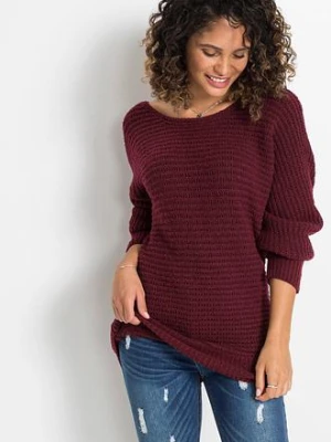 Sweter z grubej dzianiny BonPrix czerwony