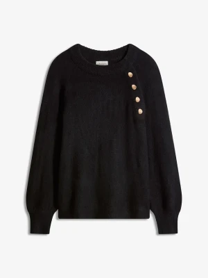 Sweter z ozdobnymi guzikami w złotym kolorze BonPrix