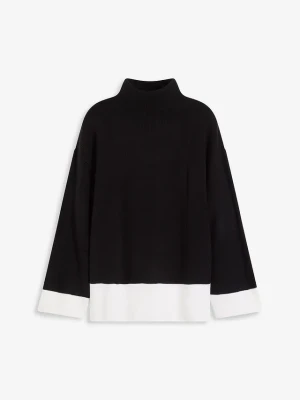 Sweter oversize ze stójką BonPrix czarny