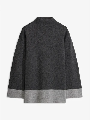 Sweter oversize ze stójką BonPrix szary