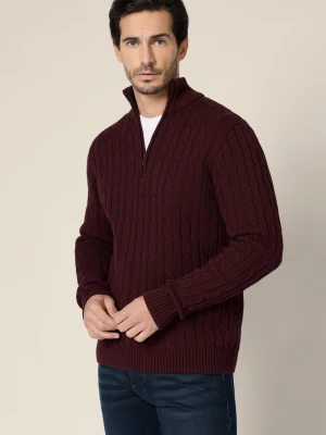 Sweter Bordowy Bawełniany Cutter Lancerto