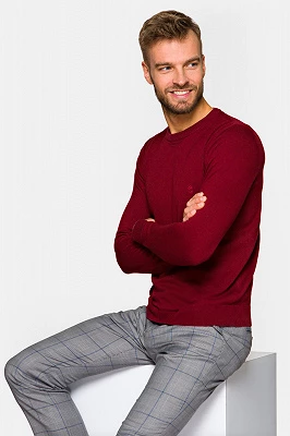 Sweter Bordowy Bawełniany Keegan Lancerto