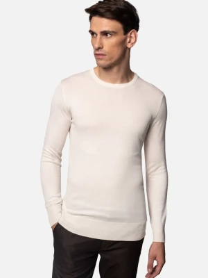 SWETER BOTTOLI Z OKRĄGŁYM DEKOLTEM ECRU Z WISKOZĄ Recman