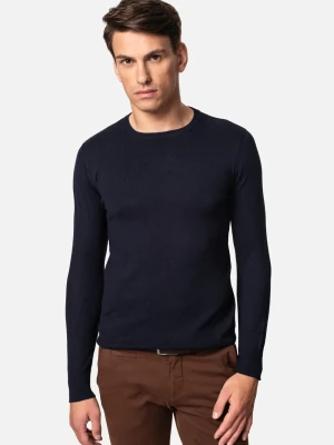 SWETER BOTTOLI Z OKRĄGŁYM DEKOLTEM GRANATOWY Z WISKOZĄ Recman