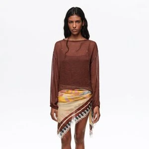 Sweter boxy metalizowane kuleczki brązowa BIMBA Y LOLA