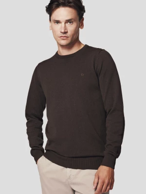 Sweter Brązowy Bawełniany Gładki Morey Lancerto