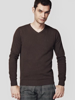 Sweter Brązowy z Bawełną w Serek Anthony Lancerto