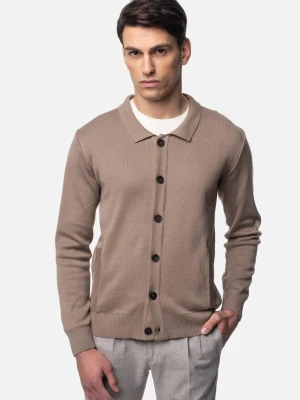 SWETER CELORIO ROZPINANY BEŻOWY Z BAWEŁNĄ Recman