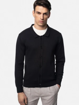 SWETER CELORIO ROZPINANY CZARNY Z BAWEŁNĄ Recman