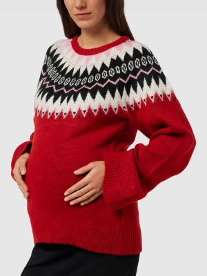 Sweter ciążowy z dzianiny z norweskim wzorem model ‘LELI’ Mamalicious