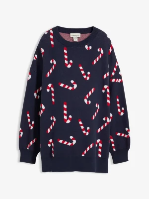 Sweter ciążowy z rozcięciami BonPrix niebieski