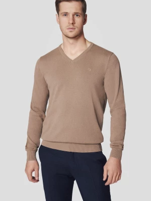 Sweter Ciemnobeżowy z Bawełną w Serek Lenny Lancerto