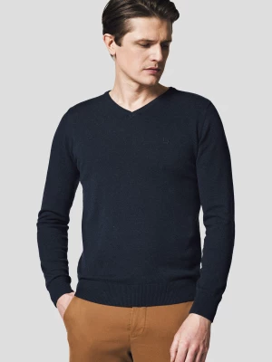 Sweter Ciemnogranatowy Bawełniany w Serek Harrison Lancerto